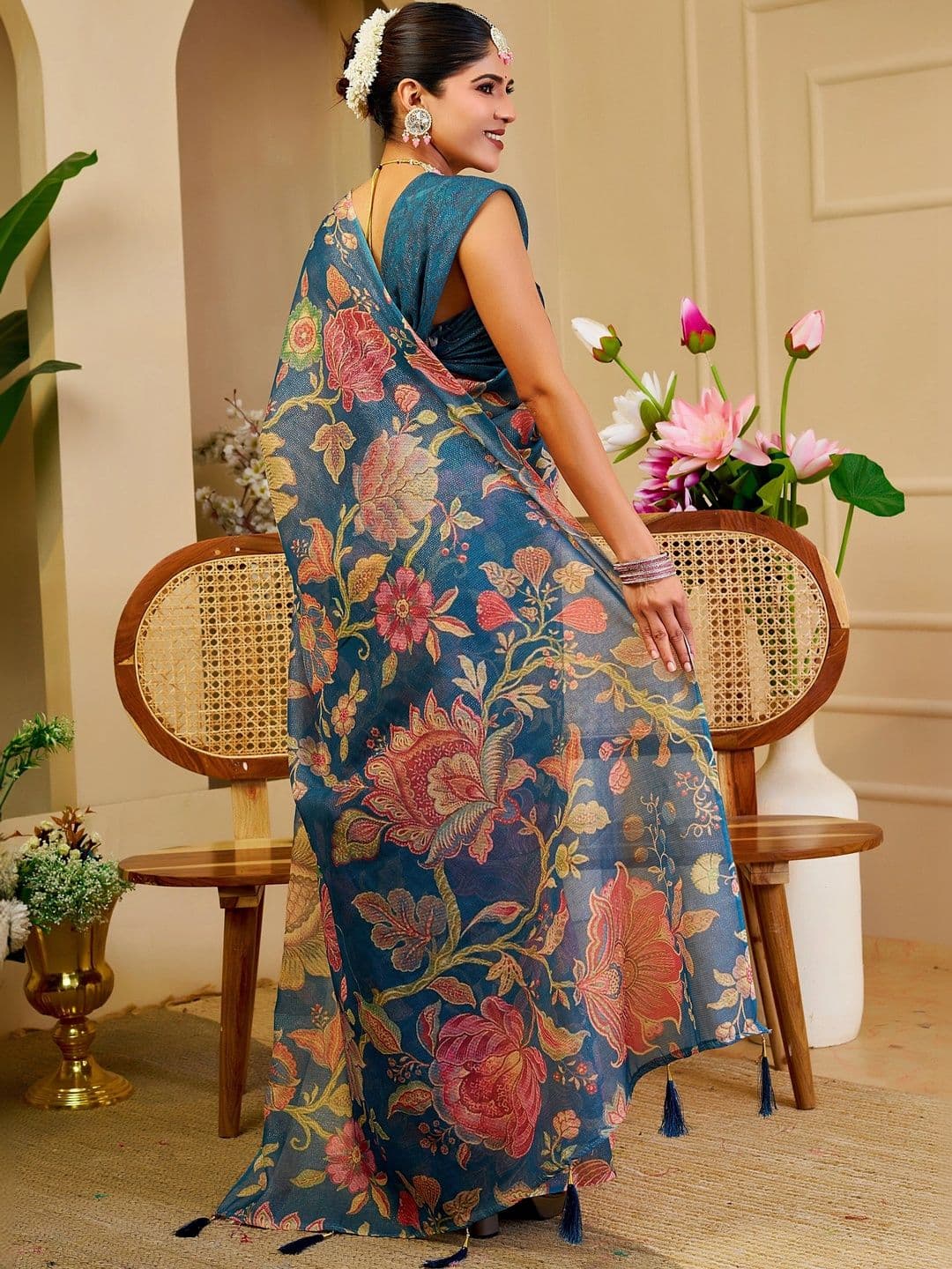 SAIYAMORI Floral Pure Cotton Saree thumbnail 5