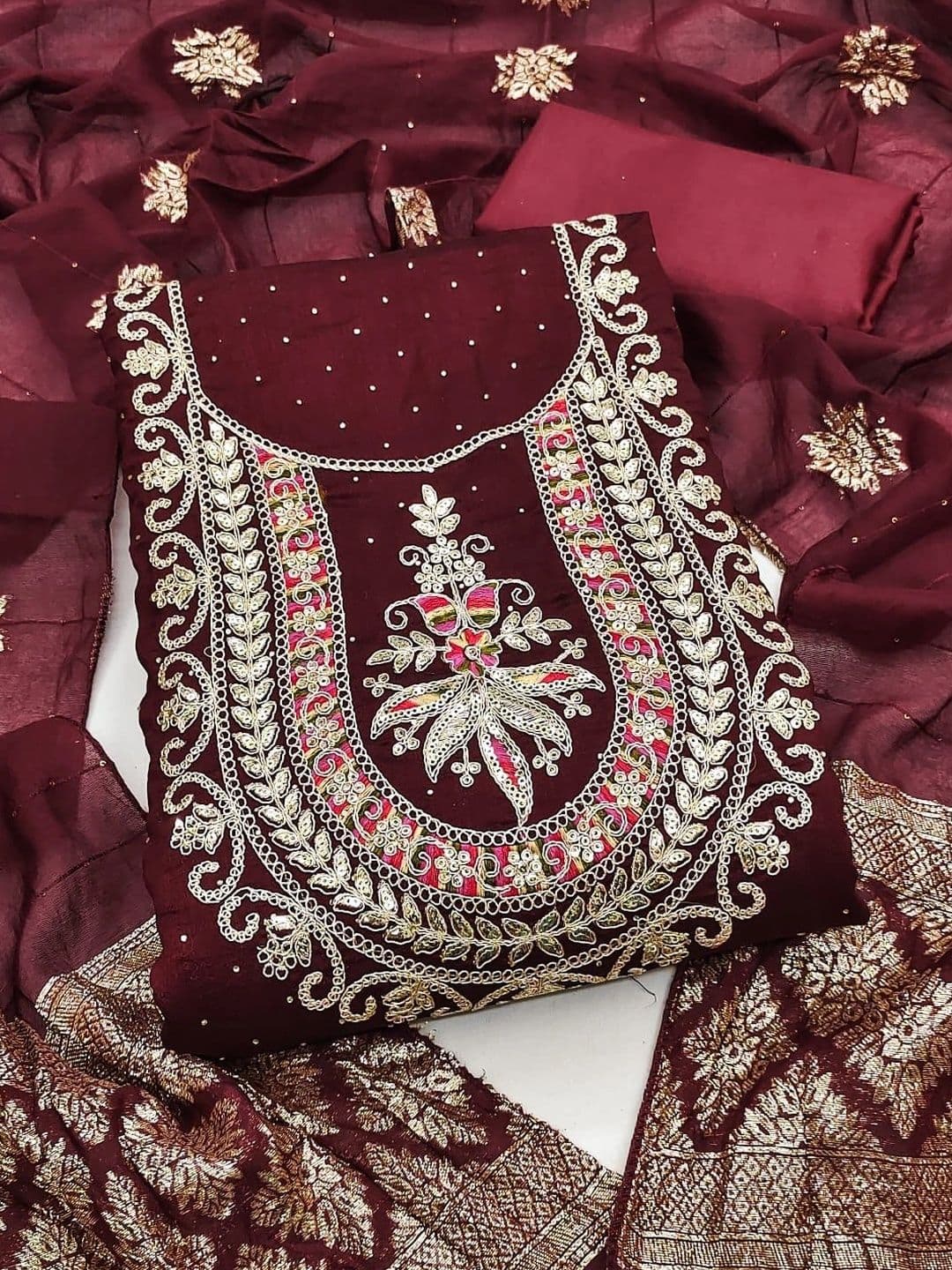 TAVAS Embroidered Unstitched Dress Material thumbnail 2