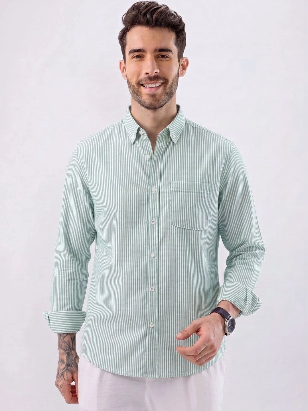 HENSHIKA Men Standard Striped Casual Shirt thumbnail 5