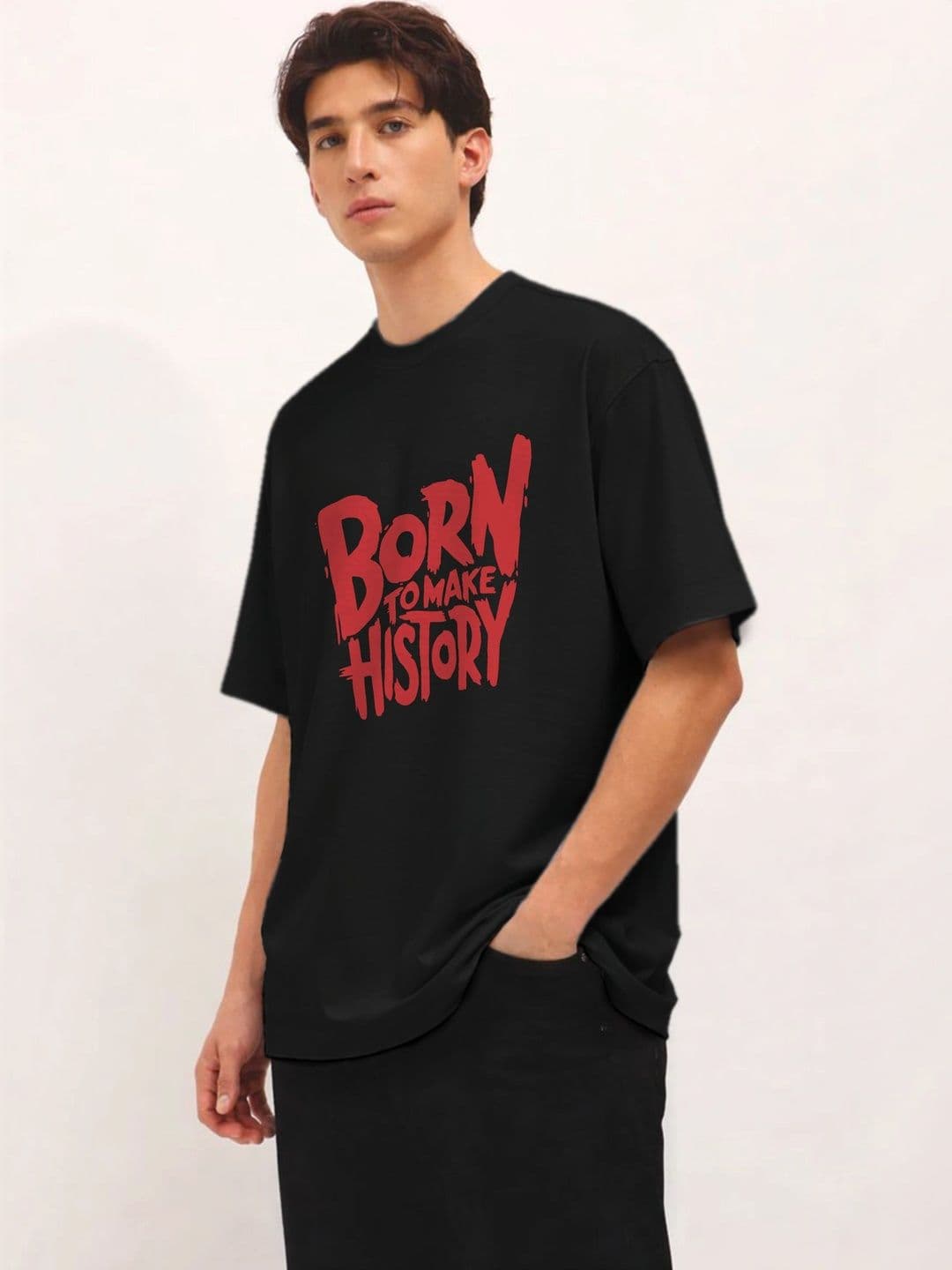 Moda rapido X TOGS & TERRE Men Typography Printed Drop-Shoulder Sleeves Organic Cotton Blend T-shirt thumbnail 2
