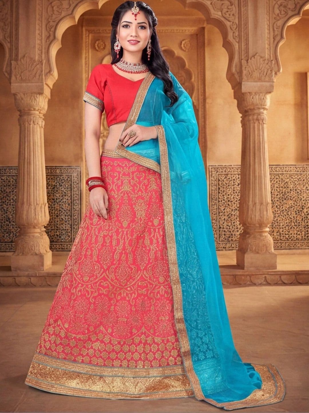 Anouk Rustic Semi-Stitched Lehenga & Unstitched Blouse With Dupatta thumbnail 2