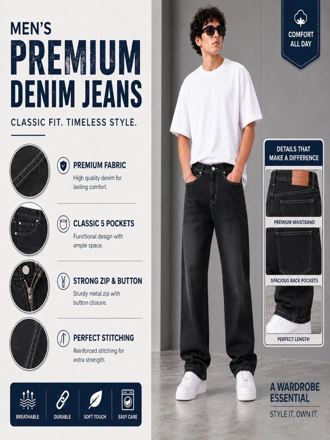 CMD Coinmen Denims Men Mid-Rise Stretchable Jeans thumbnail 2