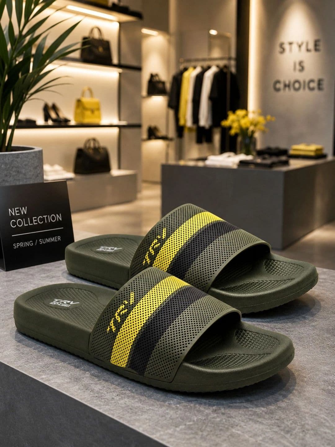 TRV Men Striped Flip Flop Sliders thumbnail 2