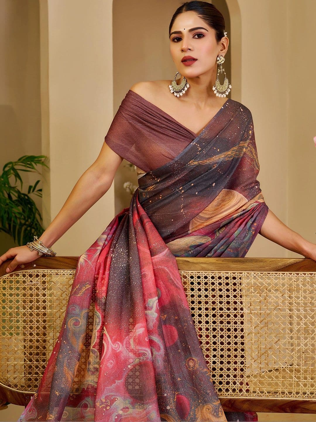 SAIYAMORI Sequinned Pure Cotton Saree thumbnail 2