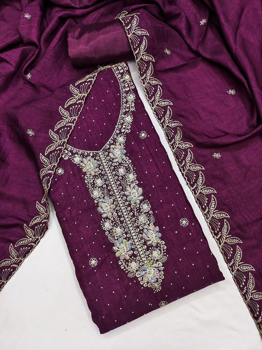TAVAS Embroidered Pure Cotton Unstitched Dress Material thumbnail 2
