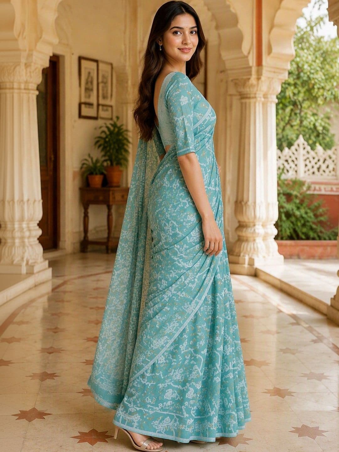 Saatika Women Cotton Blend Saree thumbnail 6