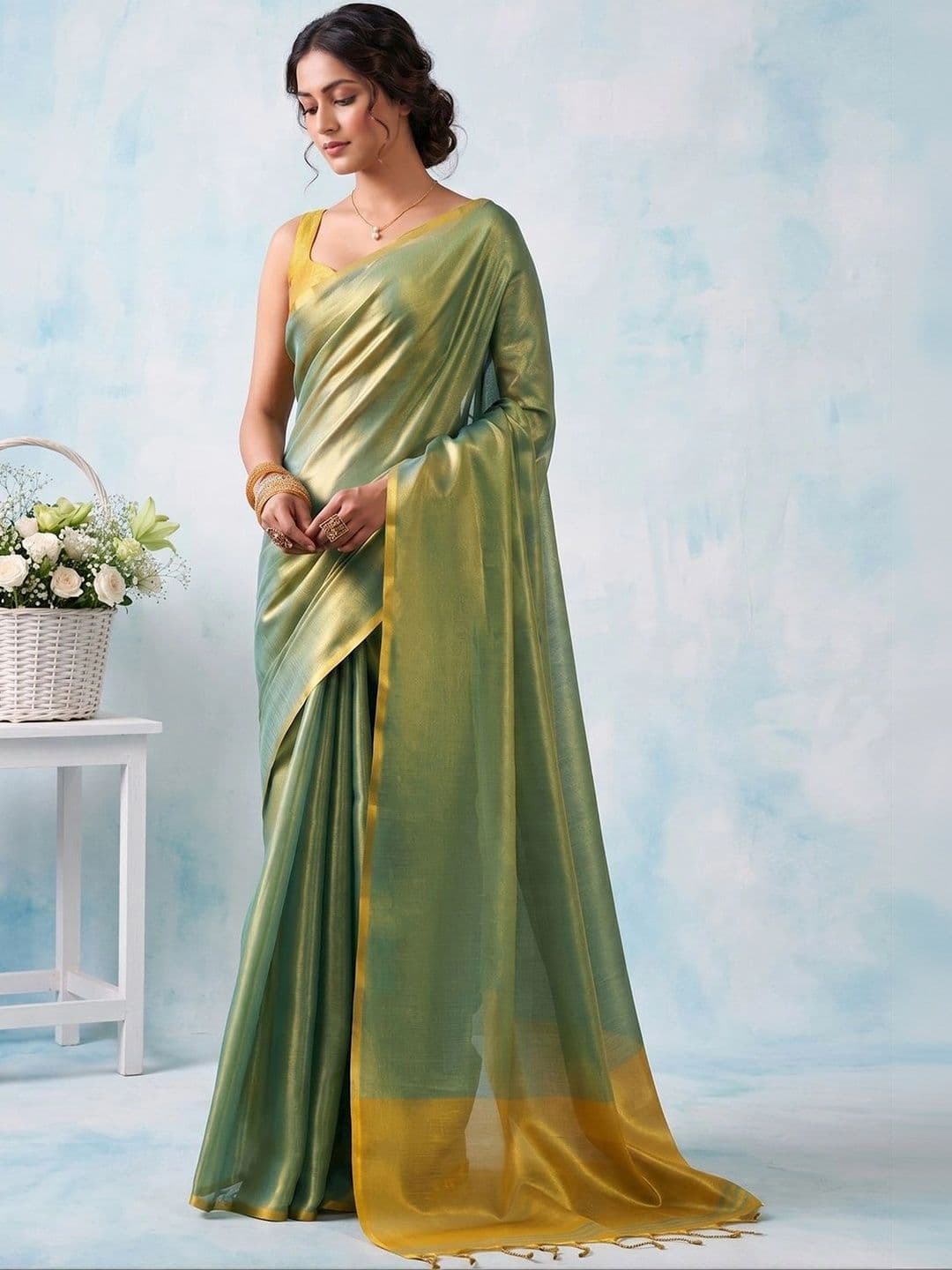 Mitera Striped Tissue Saree - view 1