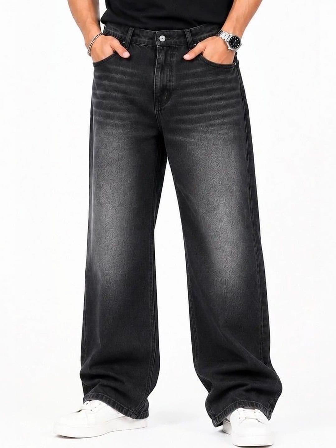MQ Denim Men Straight Fit Mid-Rise Low Distress Light Fade Jeans - view 1