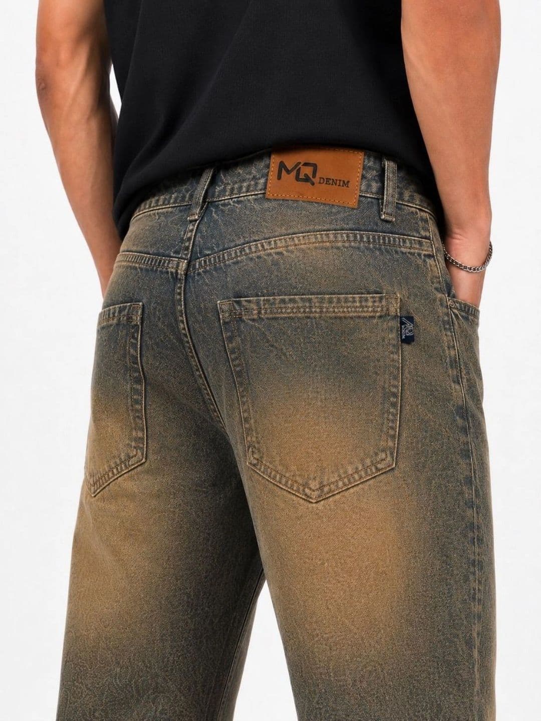 MQ Denim Men Straight Fit Mid-Rise Low Distress Light Fade Jeans thumbnail 5