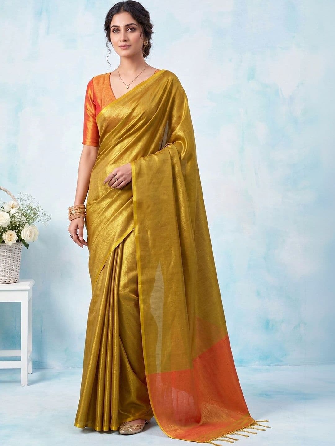 Mitera Zari Women Tissue Saree - view 1