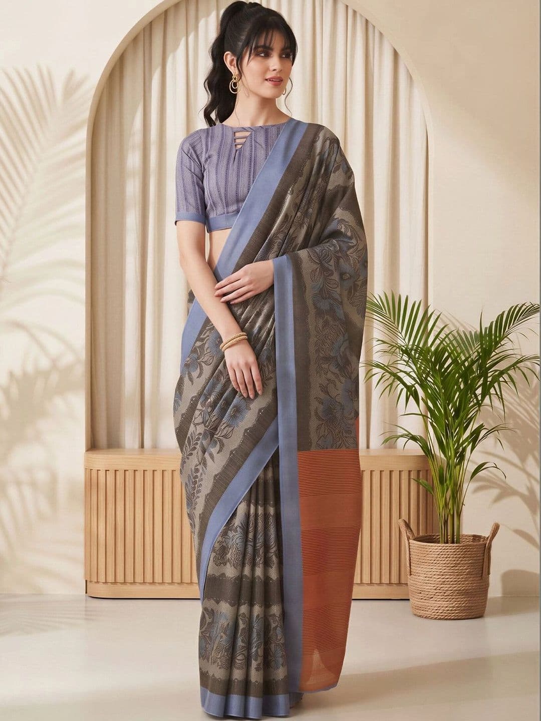 Sangria Floral Designer Saree thumbnail 2