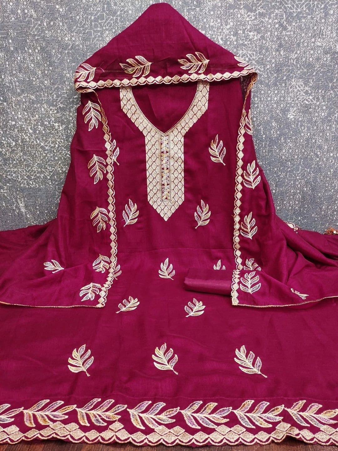 TAVAS  Women Embroidered Pure Cotton Unstitched Dress Material - view 1