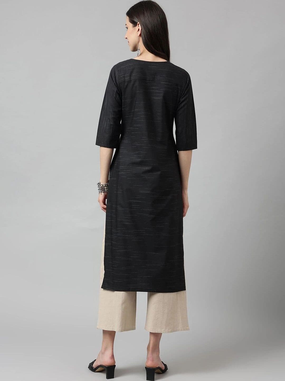 Anouk X fwd Women Black Cotton Blend Woven Kurta thumbnail 2