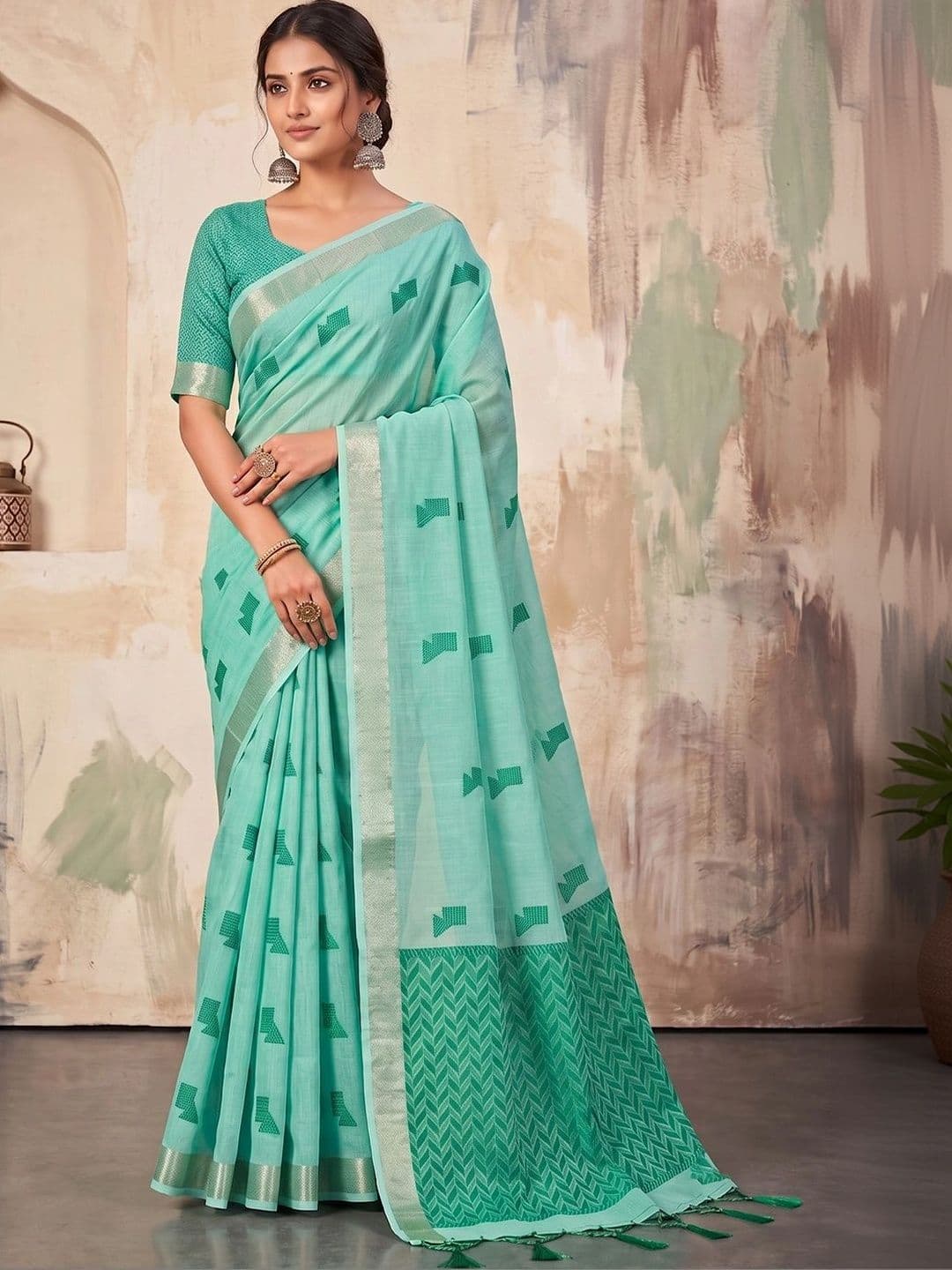 Mitera Woven Design Linen Blend Saree - view 1
