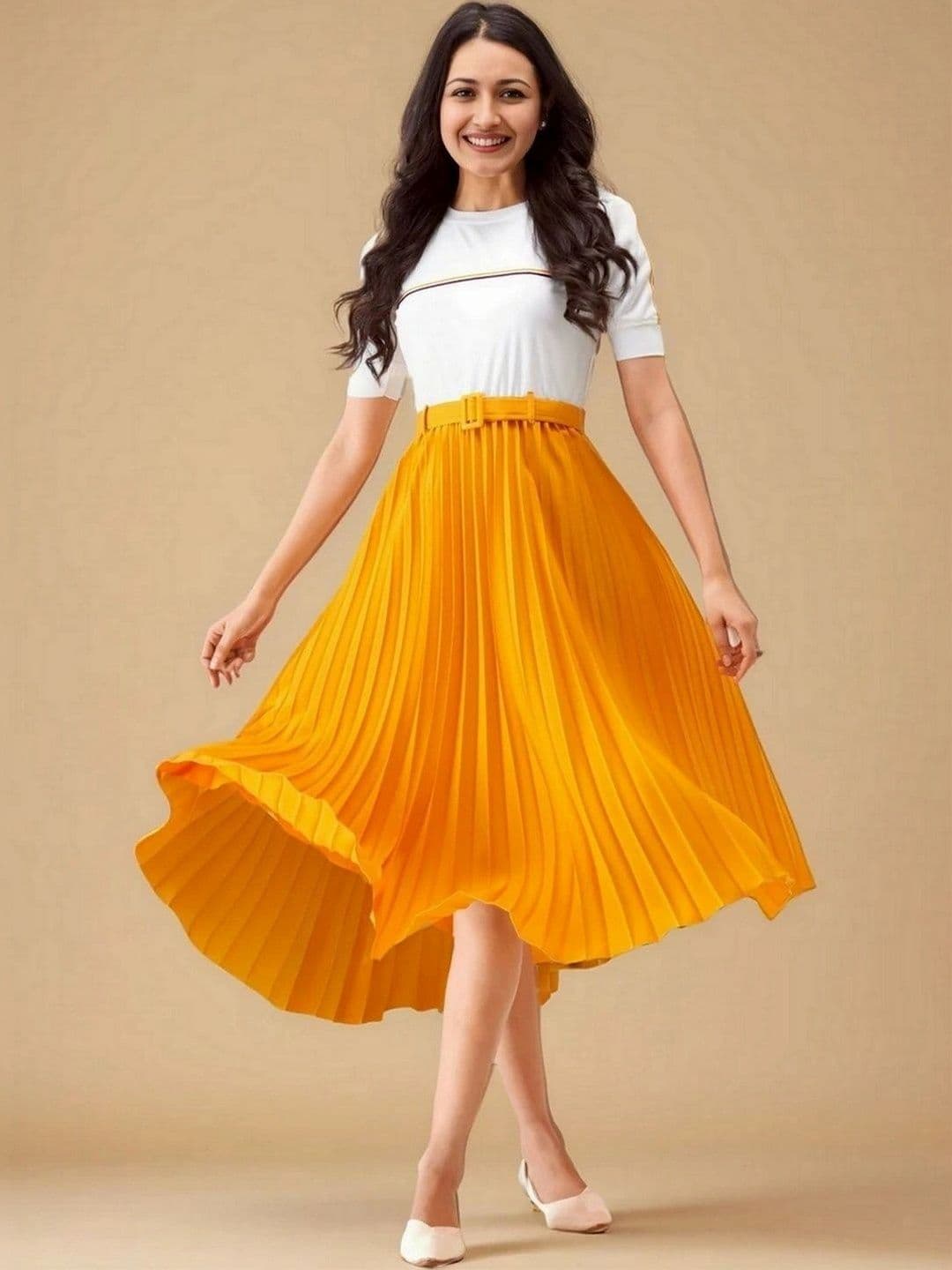 DressBerry Colourblocked Crepe A-Line Midi Dress - view 1