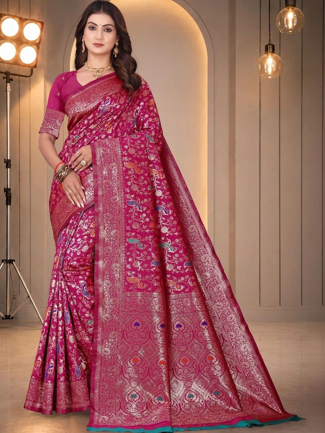 SILKARA CREATION Woven Design Zari Silk Blend Banarasi Saree - view 1