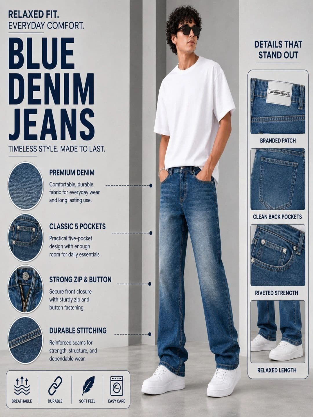CMD Coinmen Denims Men Mid-Rise Low Distress Stretchable Jeans thumbnail 4