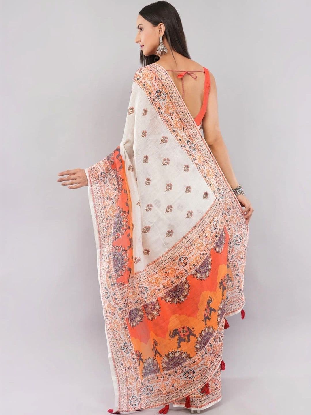 SAMANTHA Ethnic Motifs Linen Blend Saree thumbnail 4
