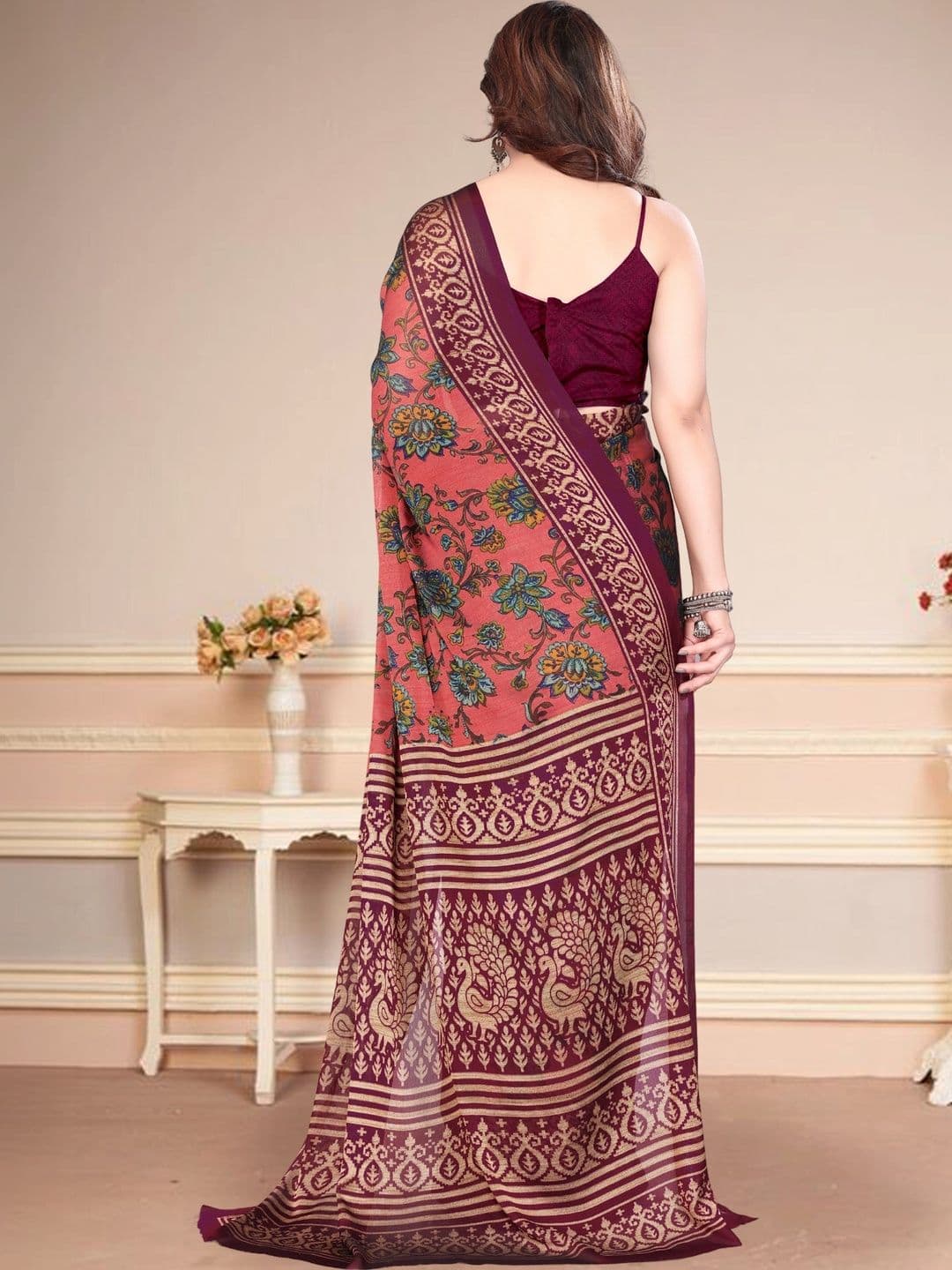 BOLOKA Floral Poly Georgette Designer Saree thumbnail 4