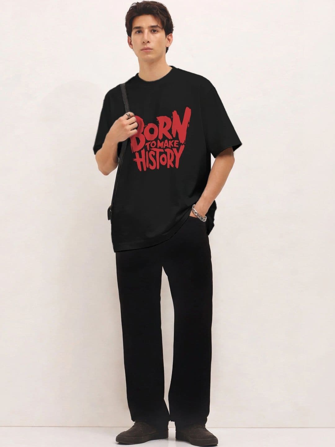 Moda rapido X TOGS & TERRE Men Typography Printed Drop-Shoulder Sleeves Organic Cotton Blend T-shirt thumbnail 3