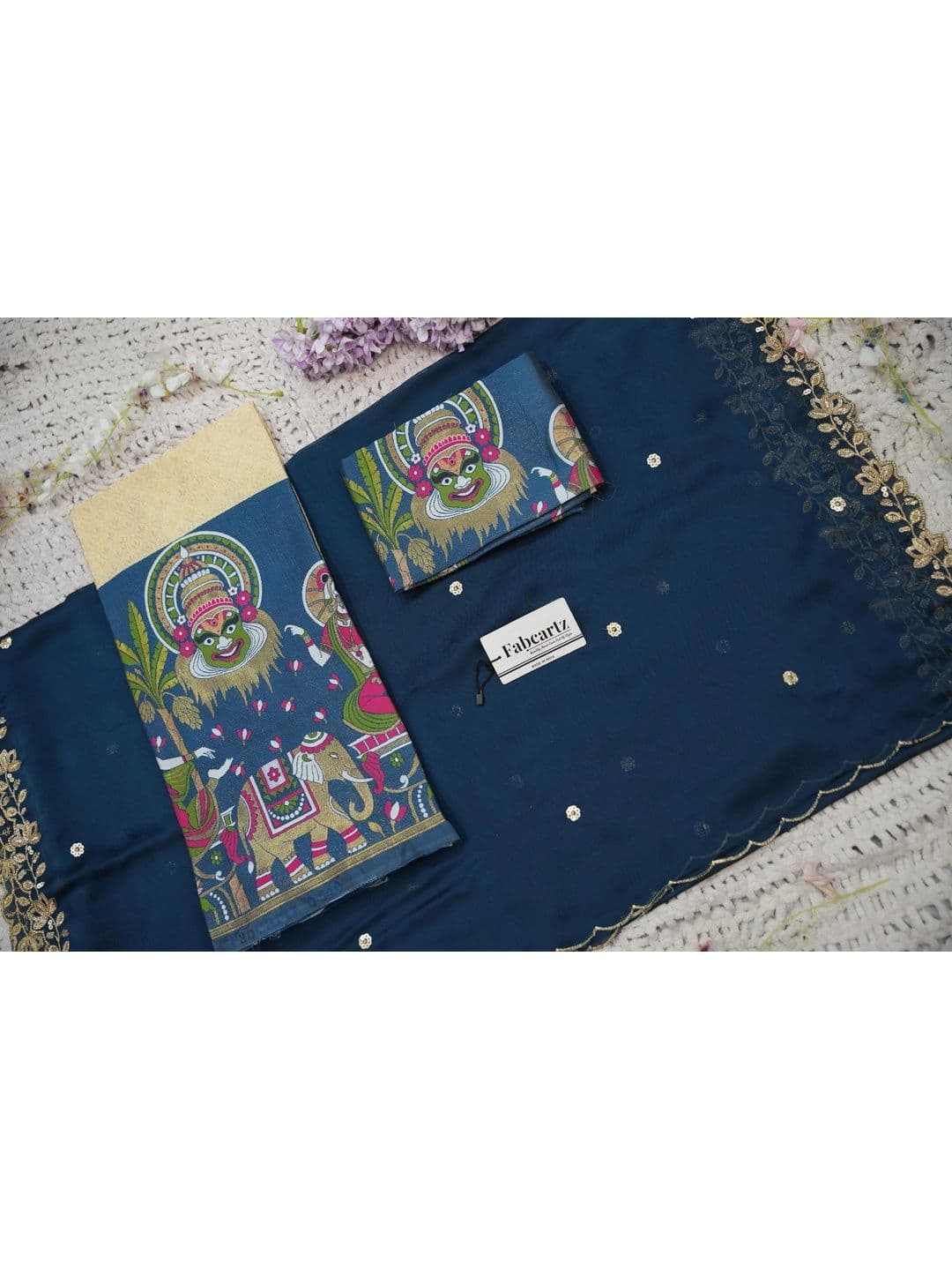 Fabcartz Sequinned Unstitched Lehenga & Blouse With Dupatta thumbnail 3