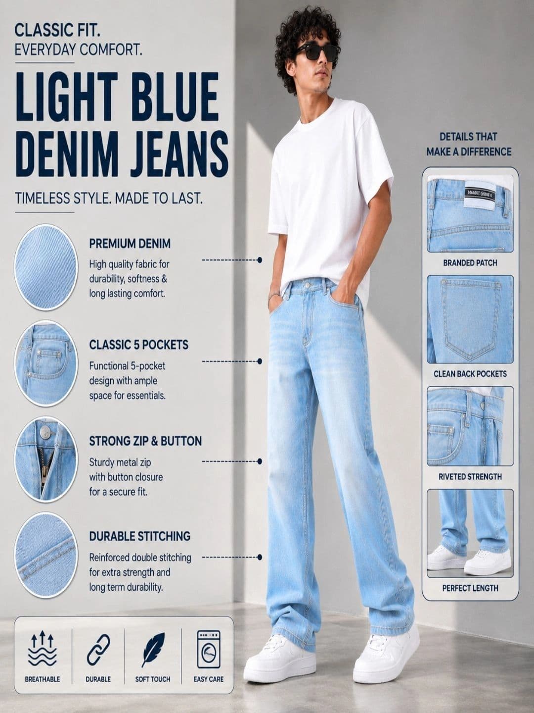 CMD Coinmen Denims Men Mid-Rise Stretchable Jeans thumbnail 4