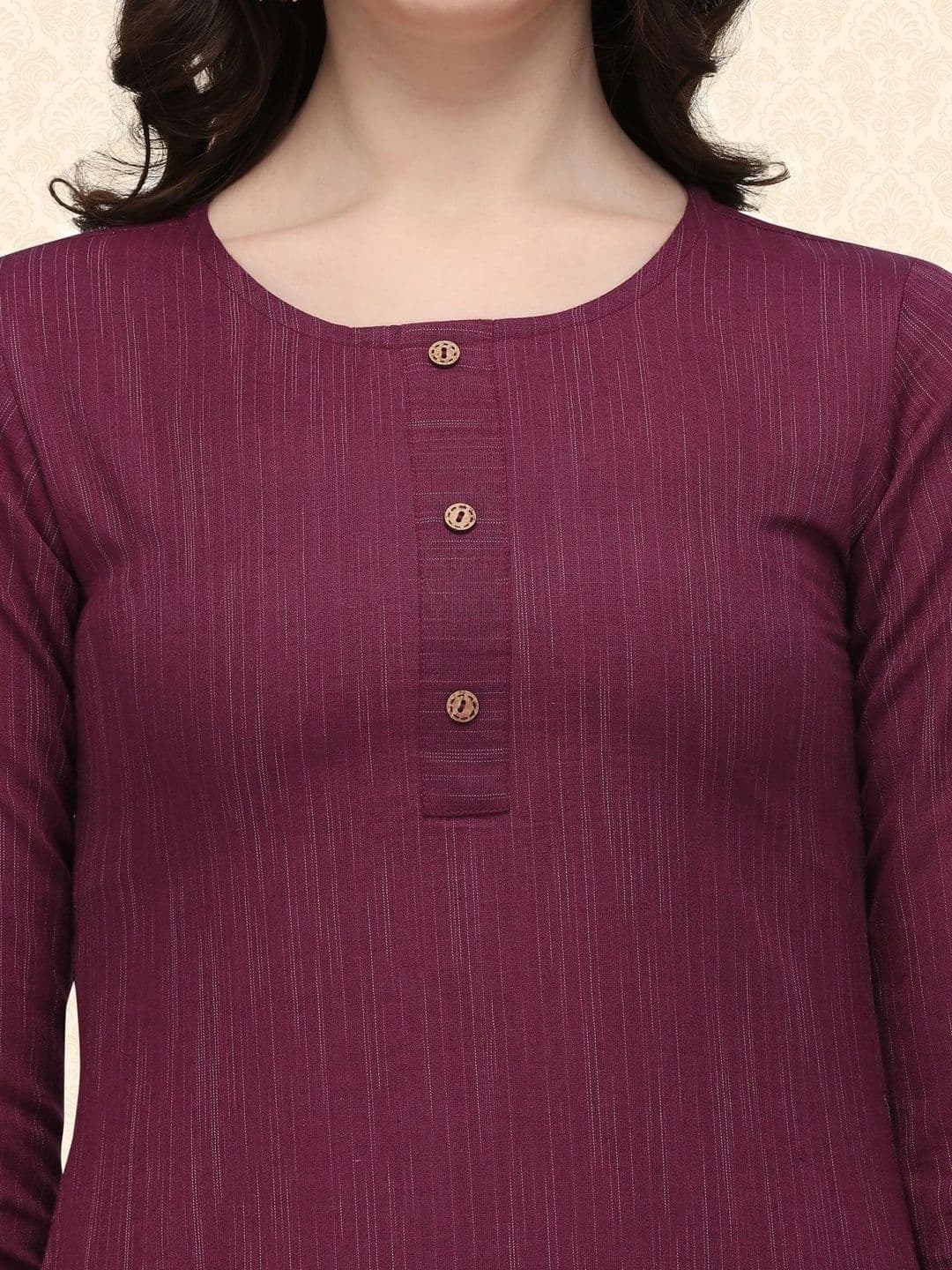 Anouk X fwd Women Wine Cotton Blend Woven Kurta thumbnail 4