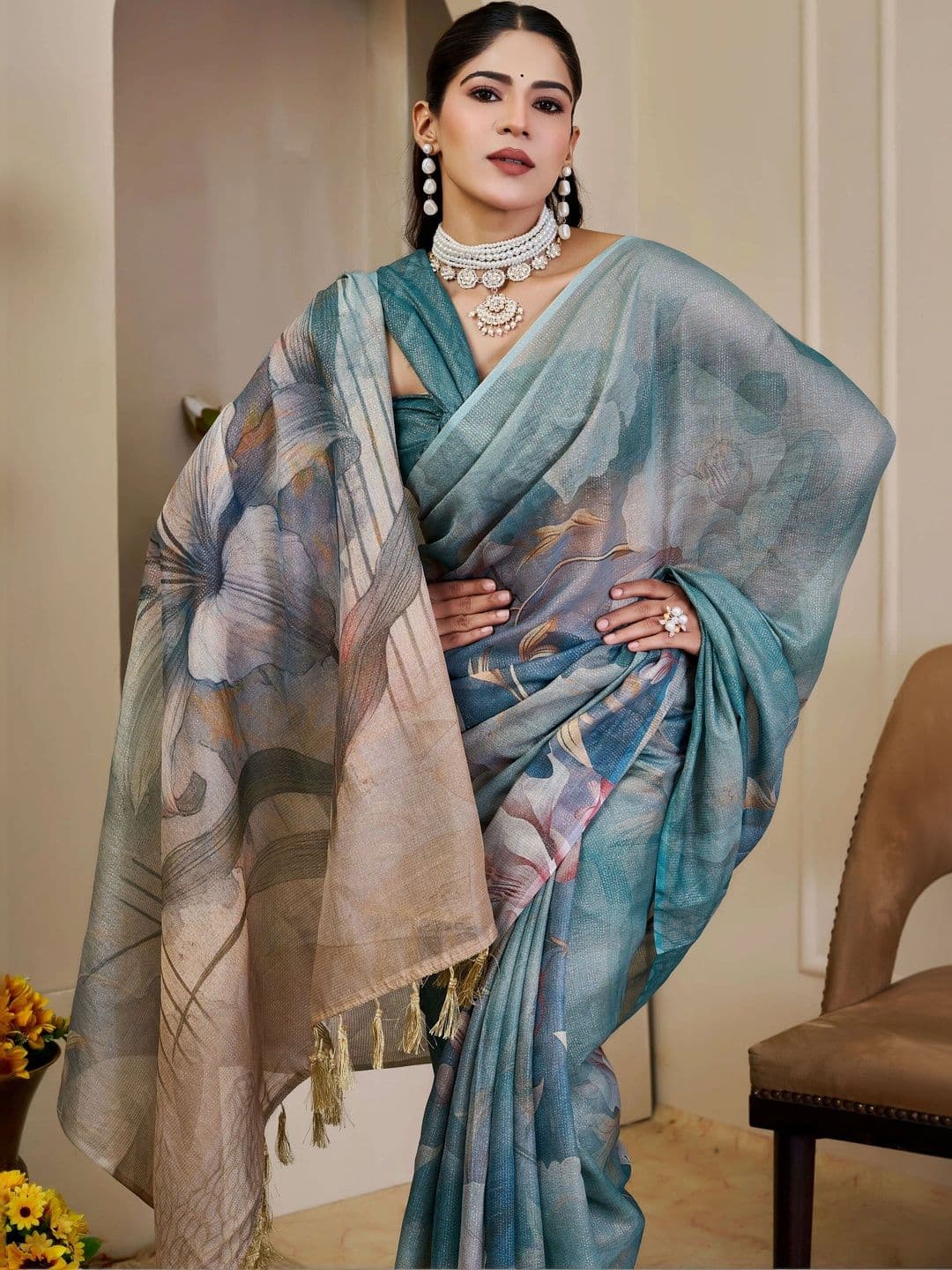 SAIYAMORI Floral Pure Cotton Saree thumbnail 2