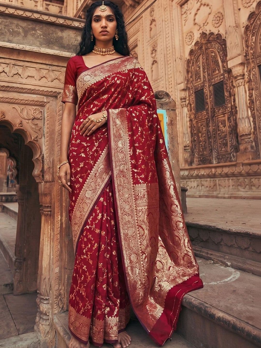Mitera Paisley Zari Silk Blend Banarasi Saree - view 1