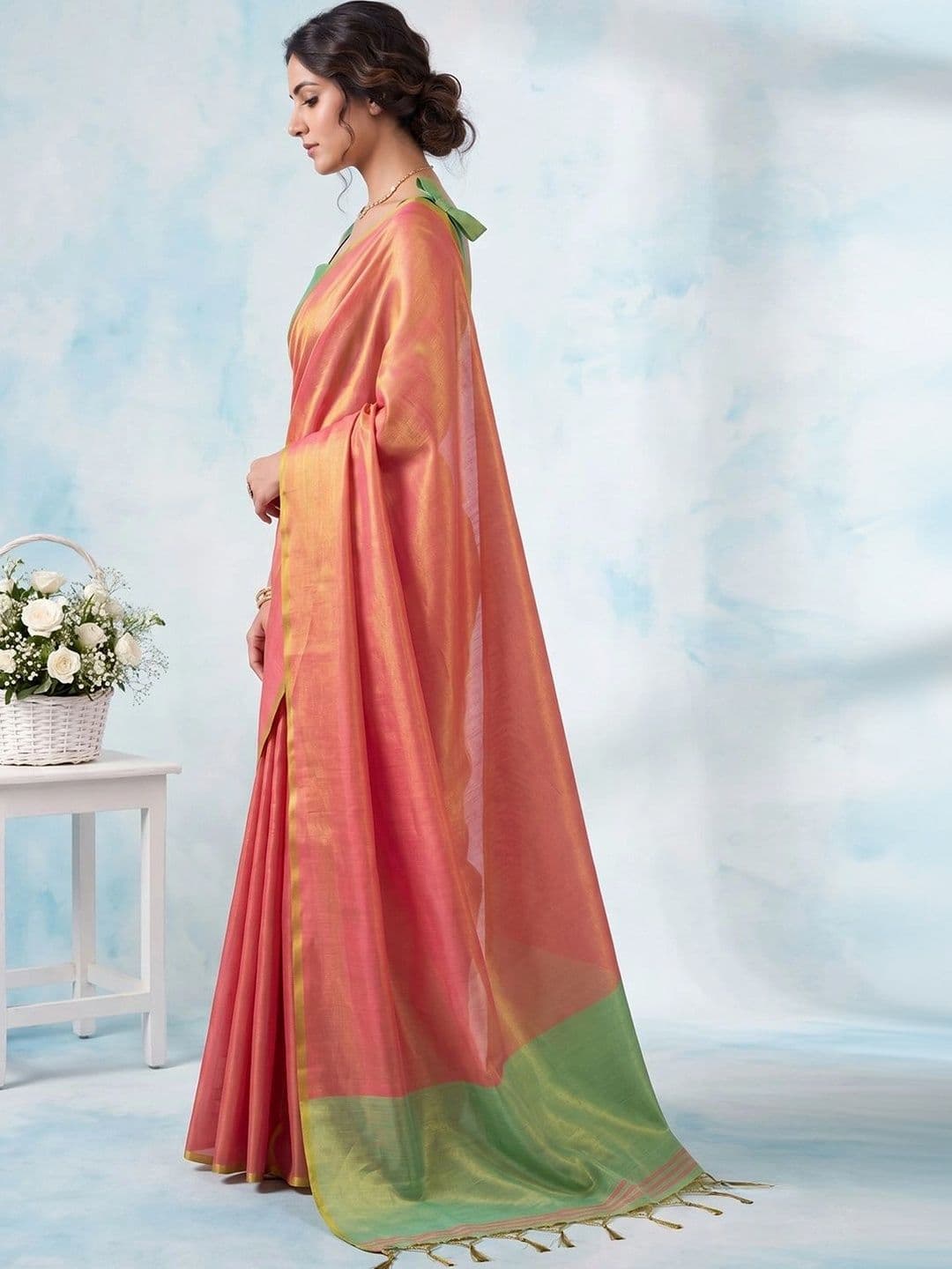 Mitera Woven Design Tissue Saree thumbnail 5