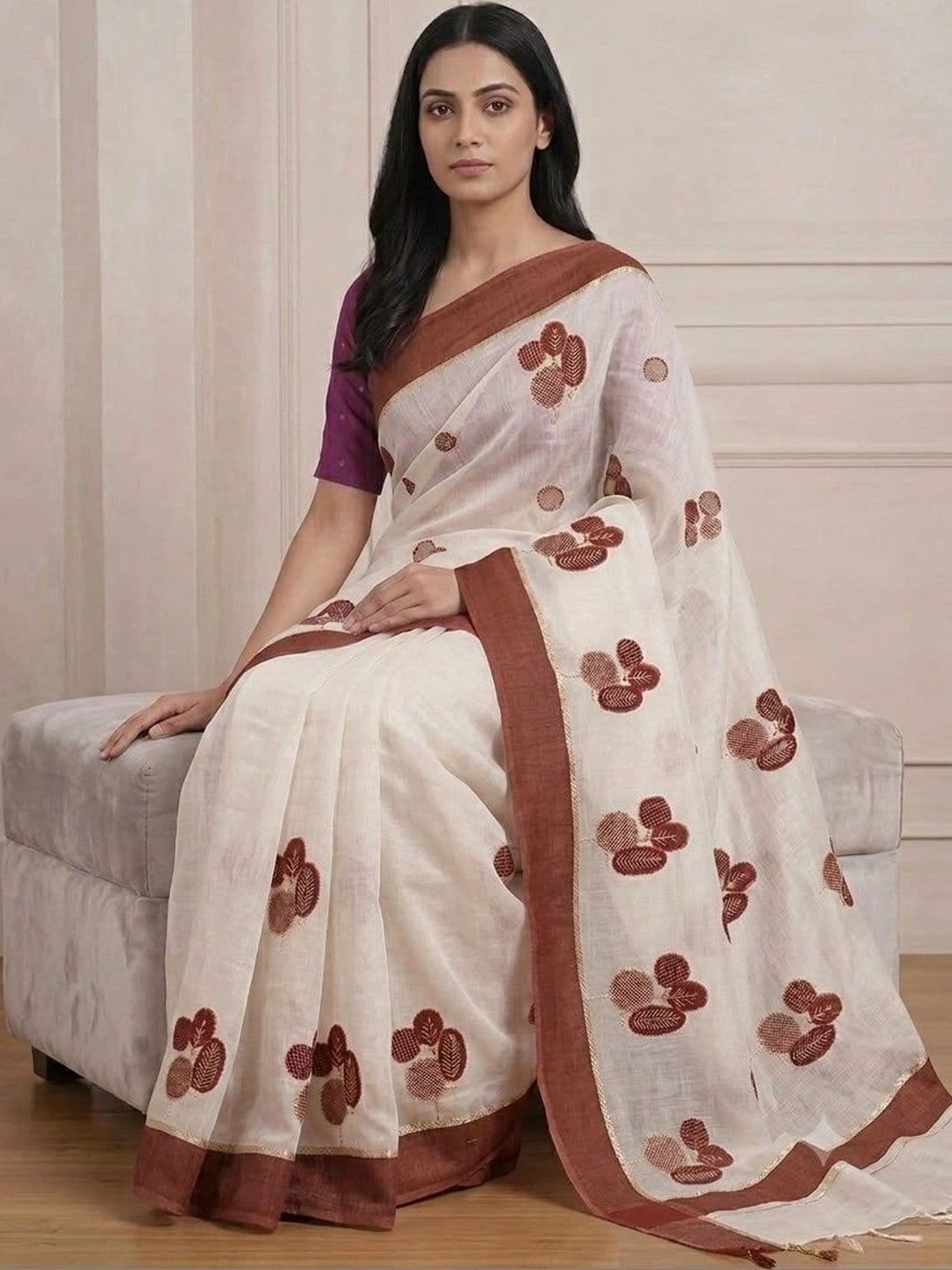 Sangria Embroidered Pure Cotton Saree thumbnail 2