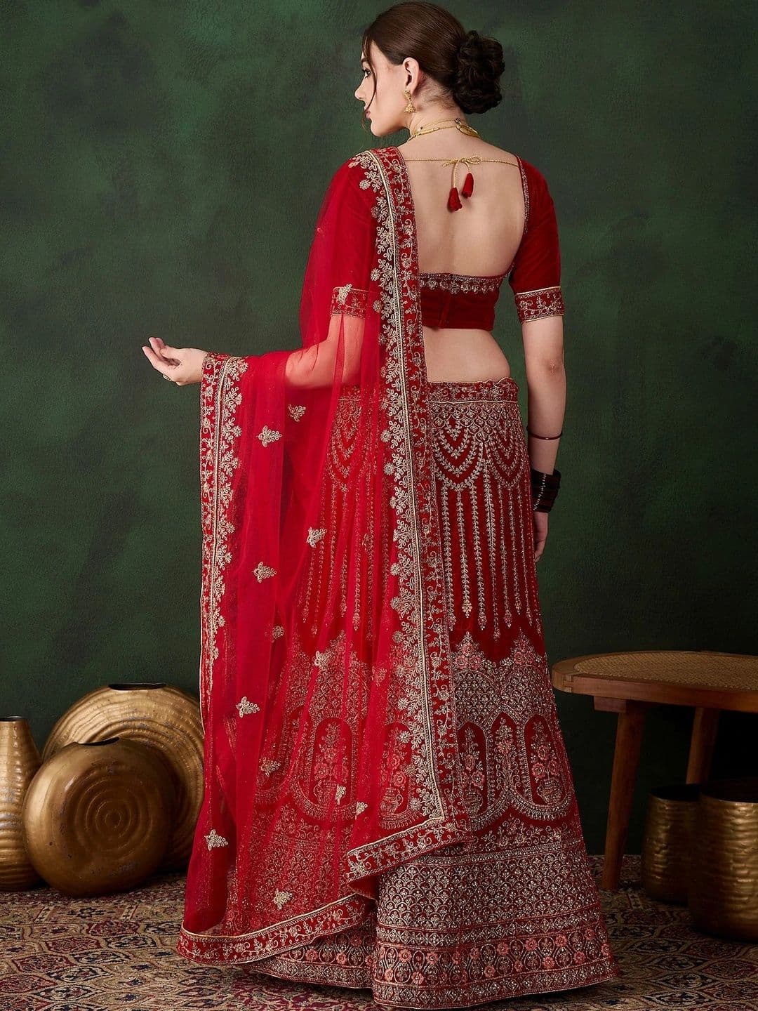 Anouk Rustic Embroidered Semi-Stitched Lehenga & Unstitched Blouse With Dupatta thumbnail 6