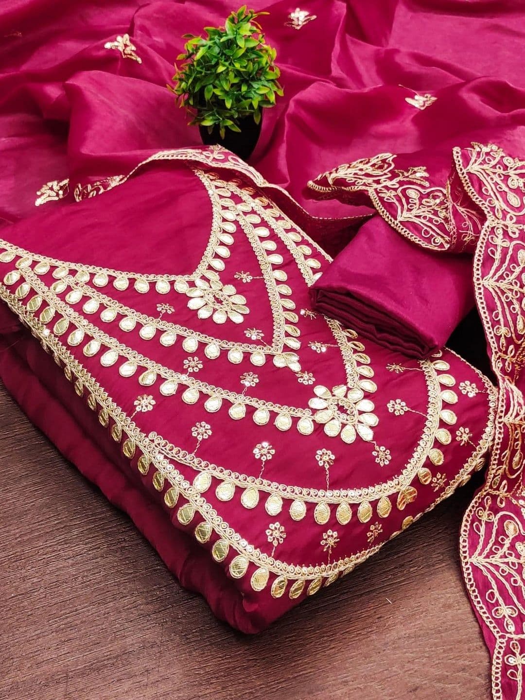 TAVAS Embroidered Pure Silk Unstitched Dress Material thumbnail 7