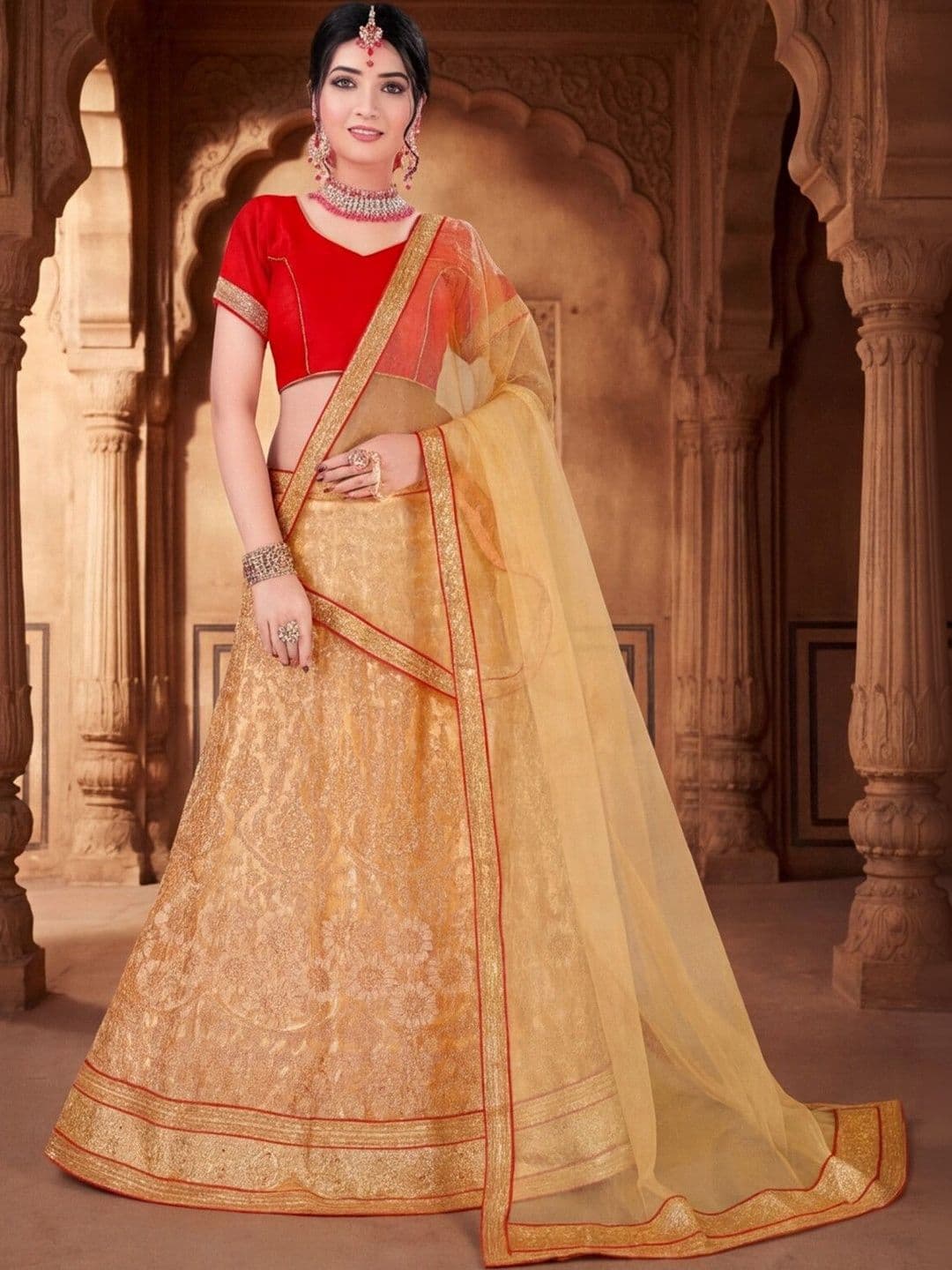 Anouk Rustic Semi-Stitched Lehenga & Unstitched Blouse With Dupatta thumbnail 5