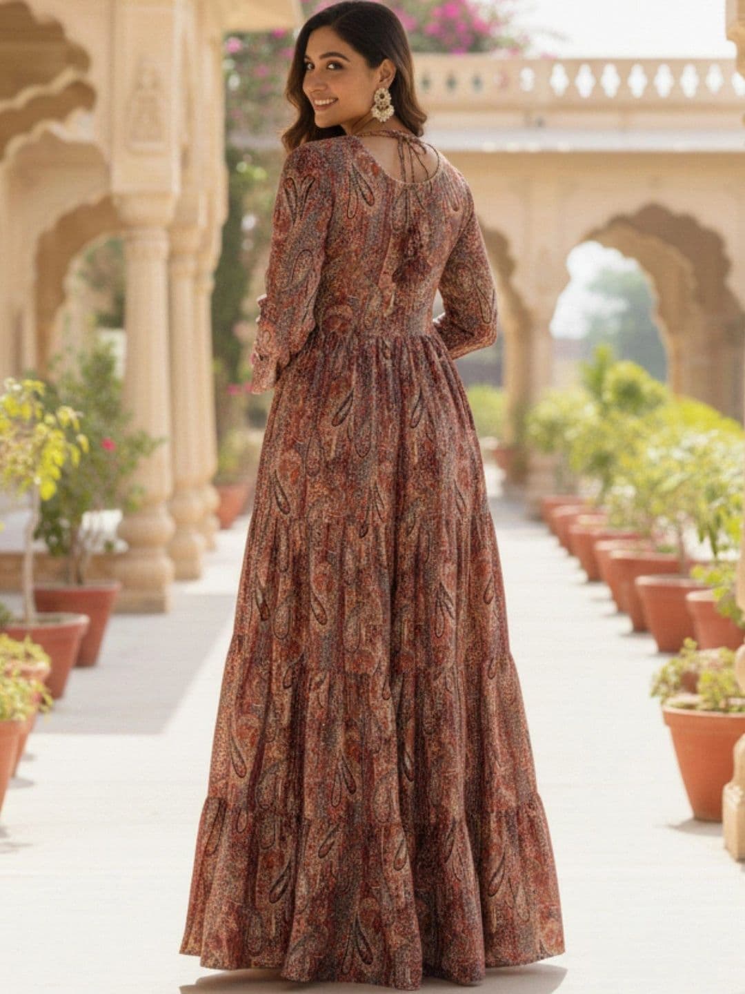 HERE&NOW Printed A-Line Flared Ethnic Dresses thumbnail 3