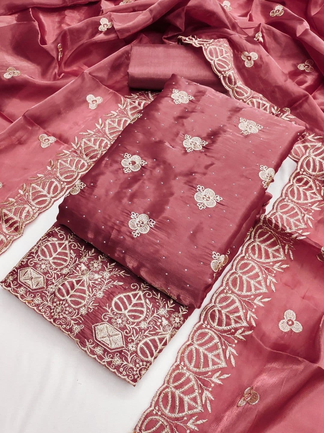 TAVAS Embroidered Pure Silk Unstitched Dress Material thumbnail 4