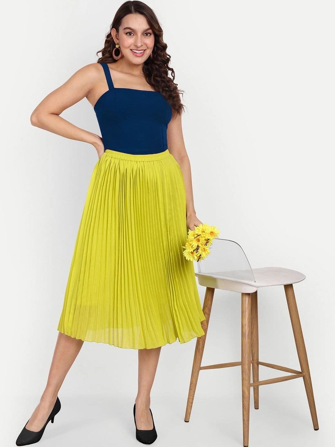 Aaruvi Ruchi Verma Women Accordion Pleated Midi A-Line Skirt thumbnail 7