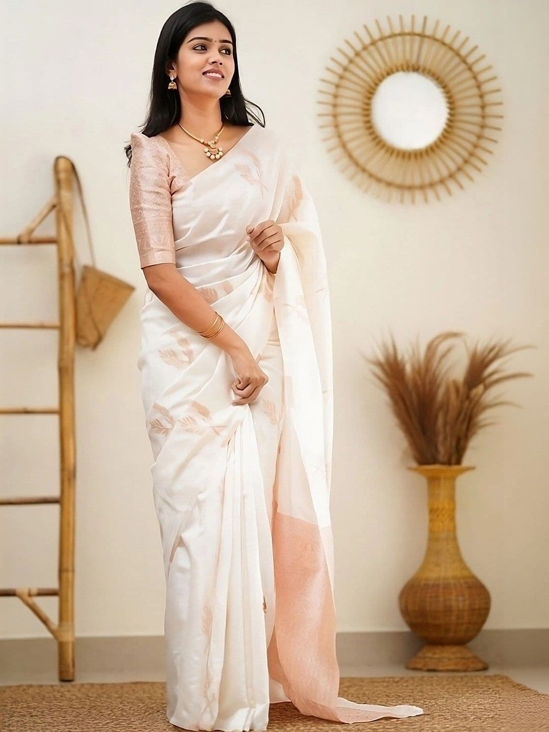 Sangria Poly Georgette Designer Maheshwari Saree thumbnail 3