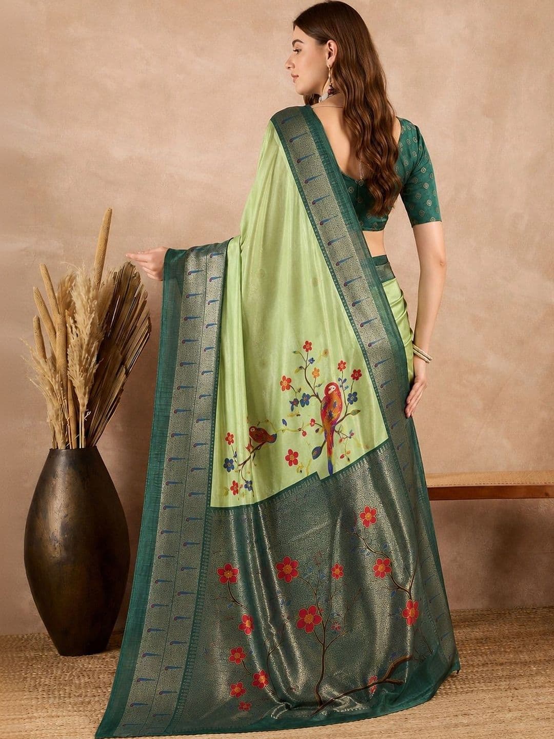 Sitanjali Kalamkari Zari Silk Blend Chanderi Saree thumbnail 5