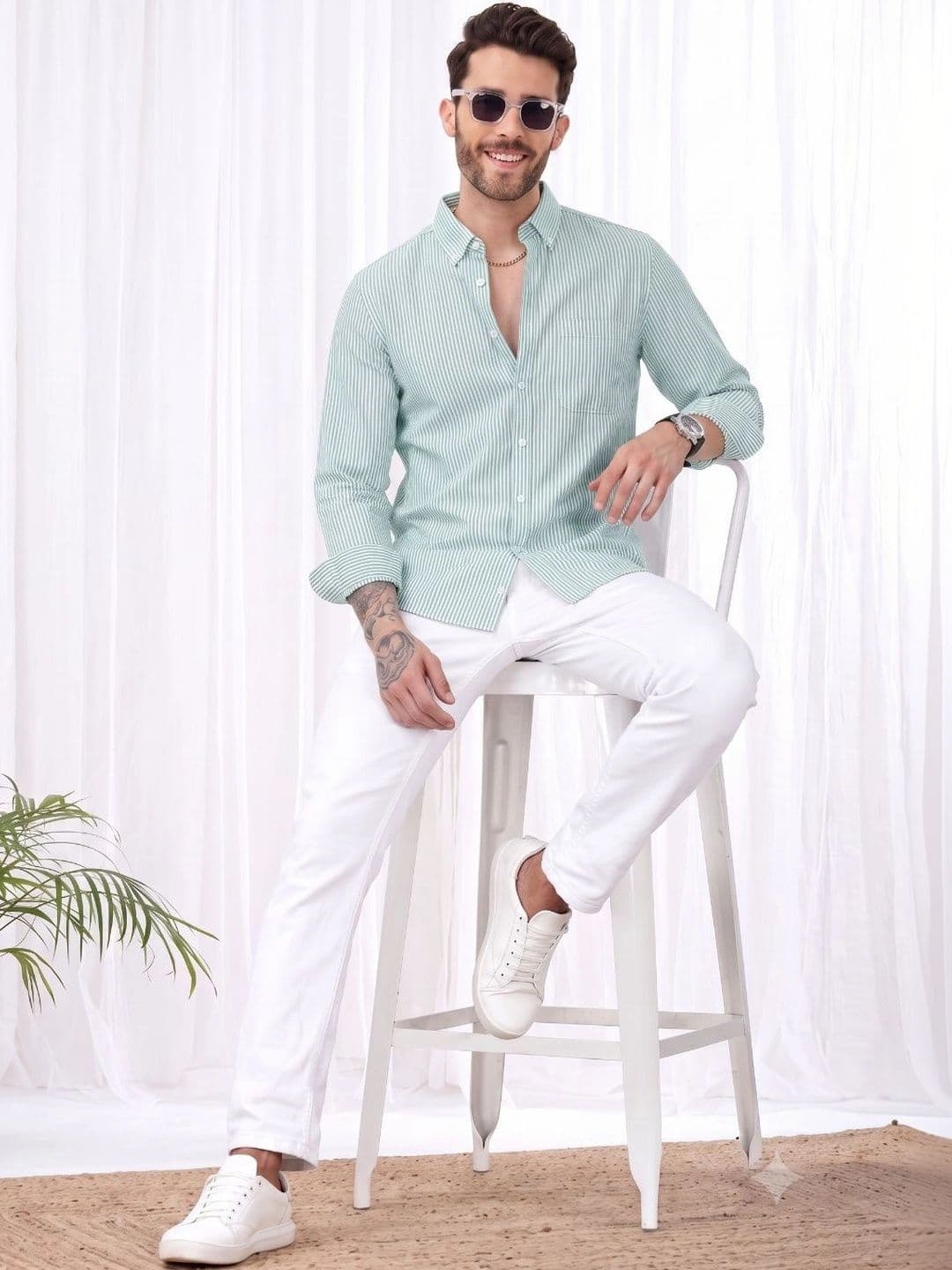HENSHIKA Men Standard Striped Casual Shirt thumbnail 7