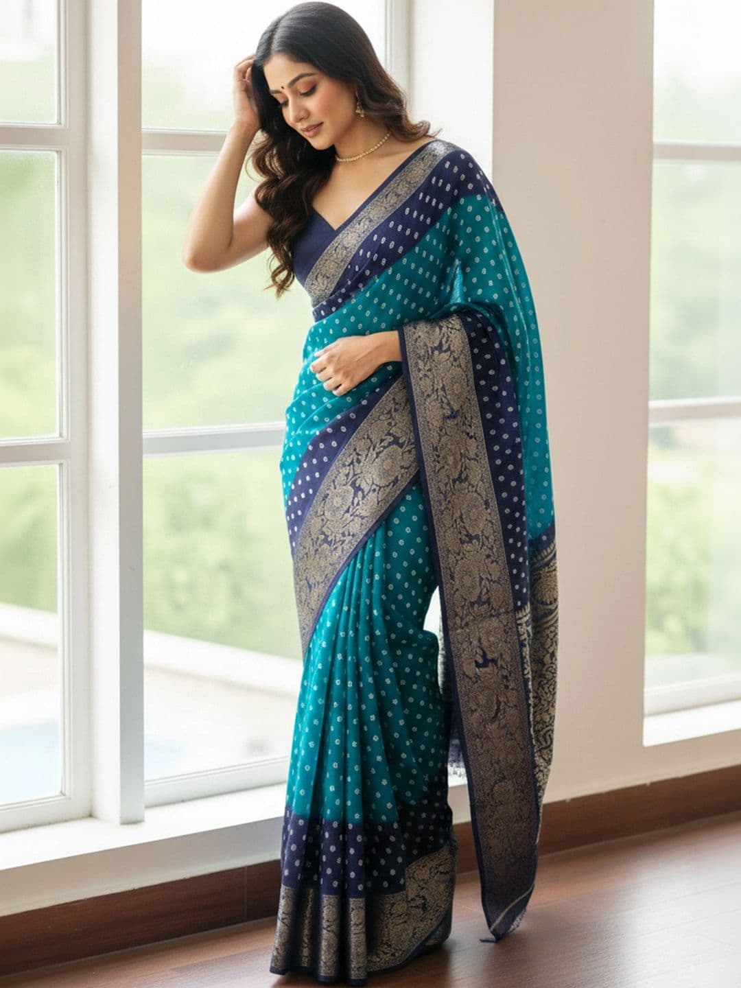 BOLOKA Bandhani Zari Art Silk Designer Bandhani Saree - view 1
