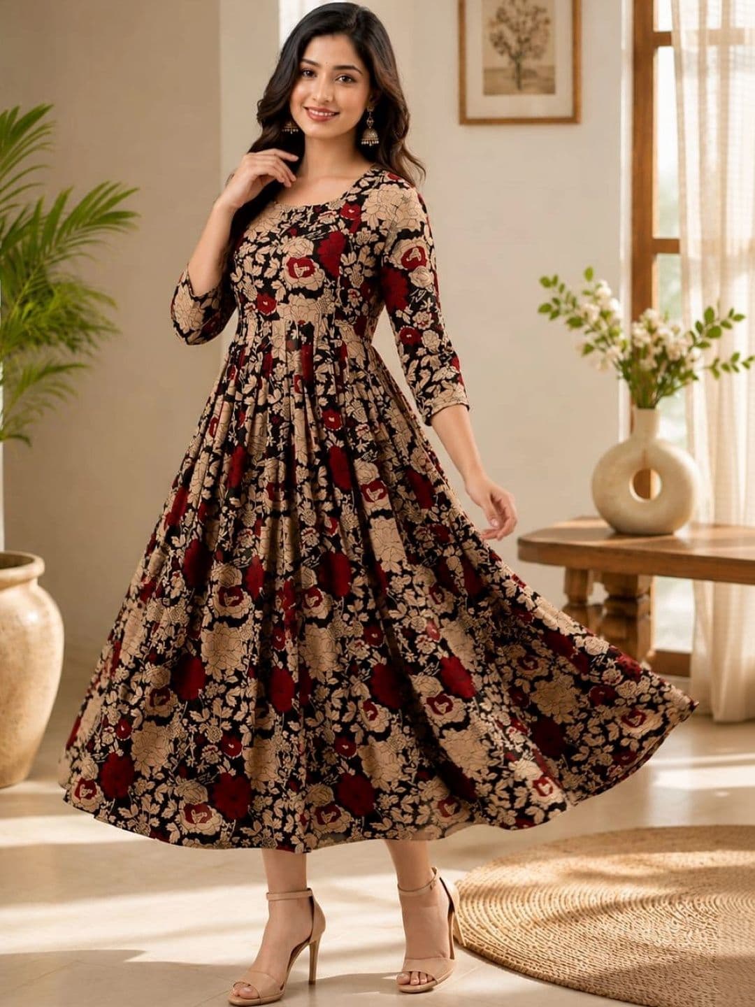 Pranati Enterprise Women Floral Printed Floral Anarkali Kurta - view 1