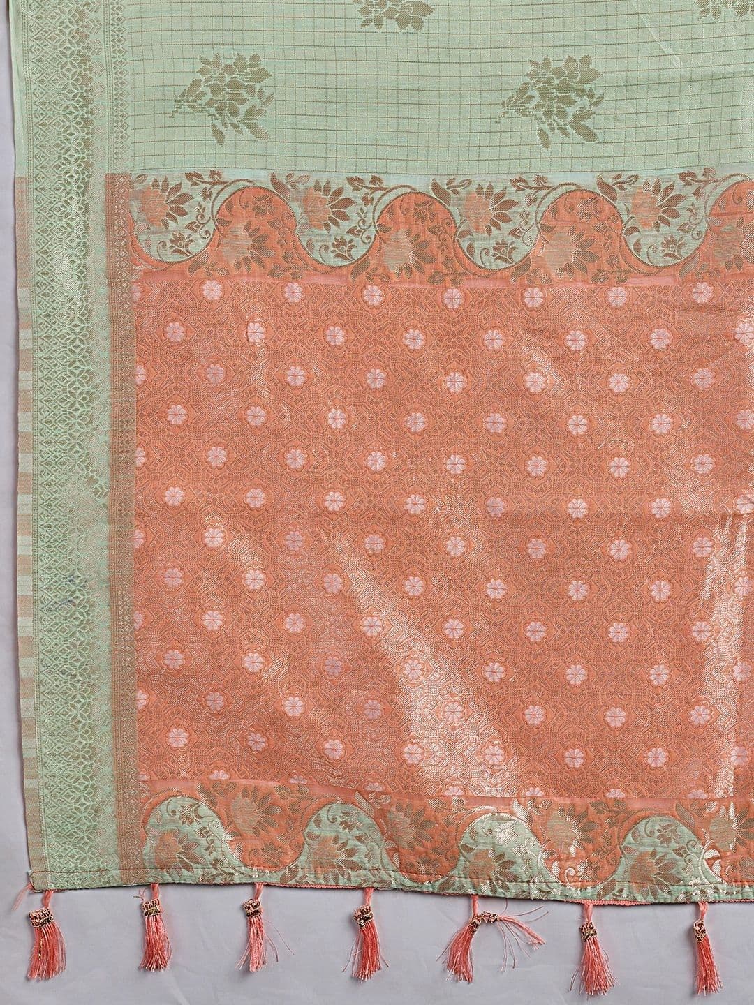 Mitera Women Floral Printed Zari Chanderi Saree thumbnail 3