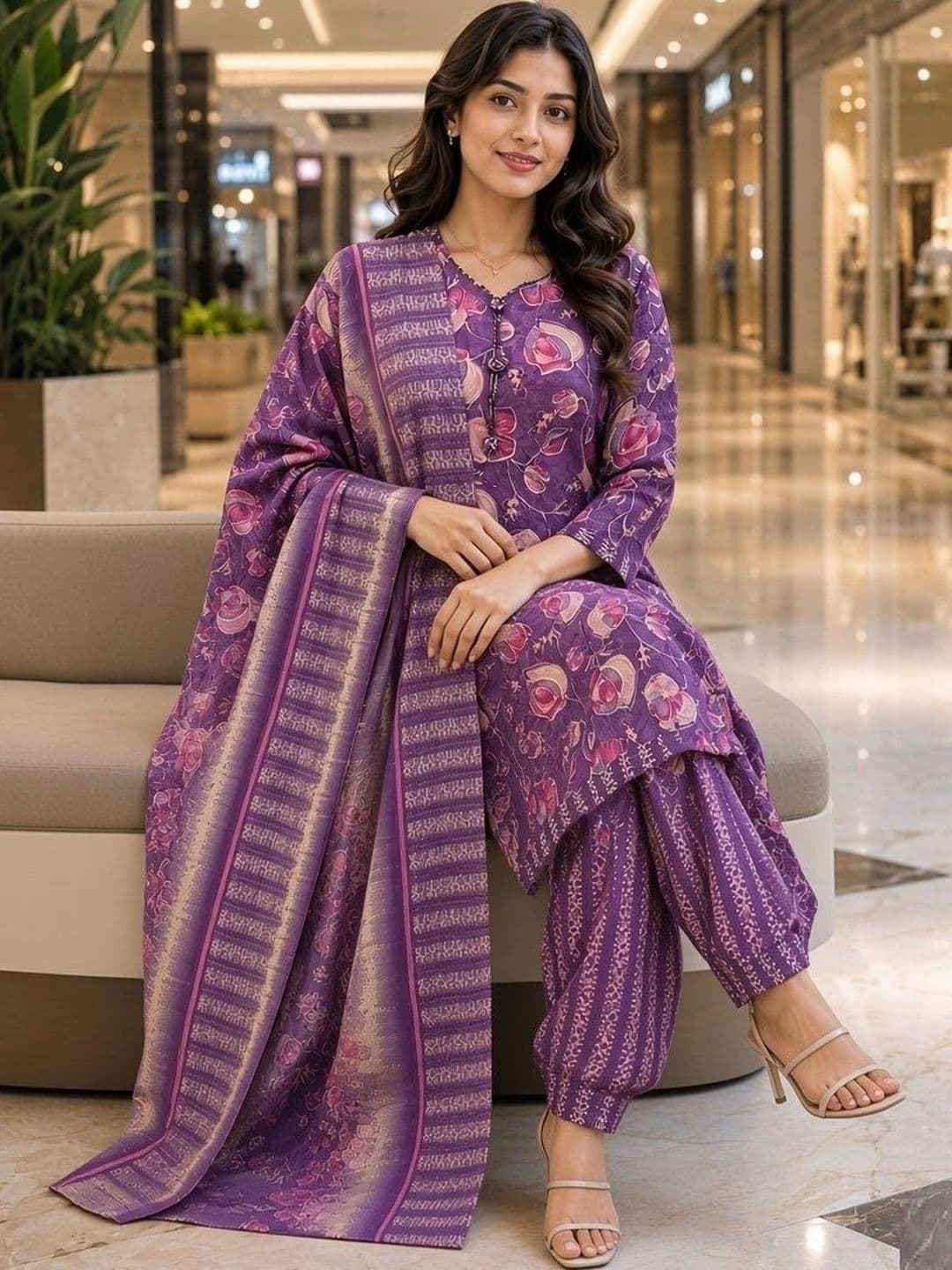 Roly Poly Women Floral Printed Regular Kurta with Patiala & With Dupatta thumbnail 2