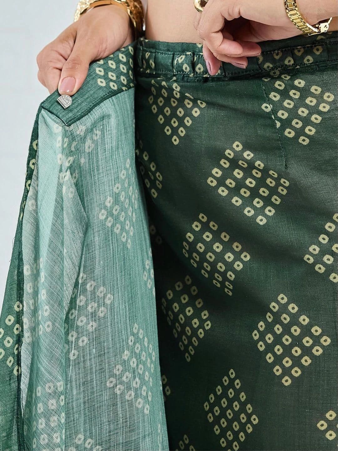 SAMANTHA Bandhani Linen Blend Belted Saree thumbnail 5