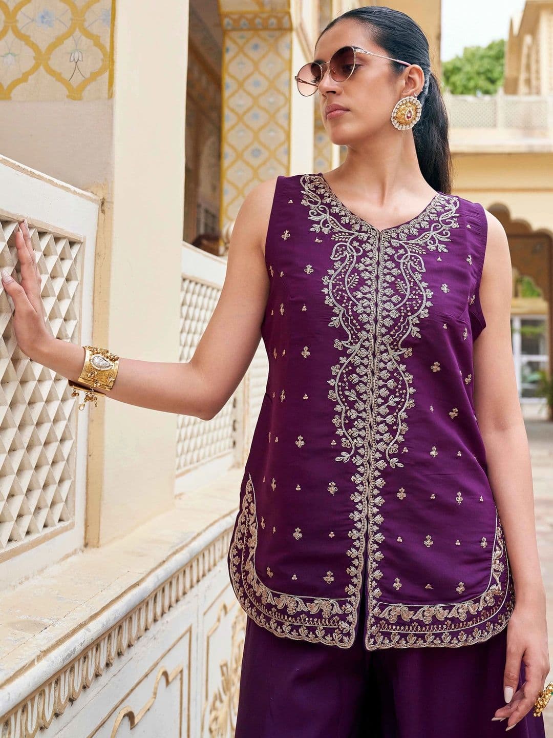 Tikhi Imli Embroidered Top with Palazzos thumbnail 6
