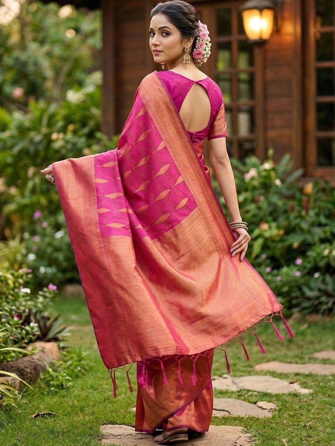 Mitera Woven Design Silk Blend Banarasi Saree thumbnail 3