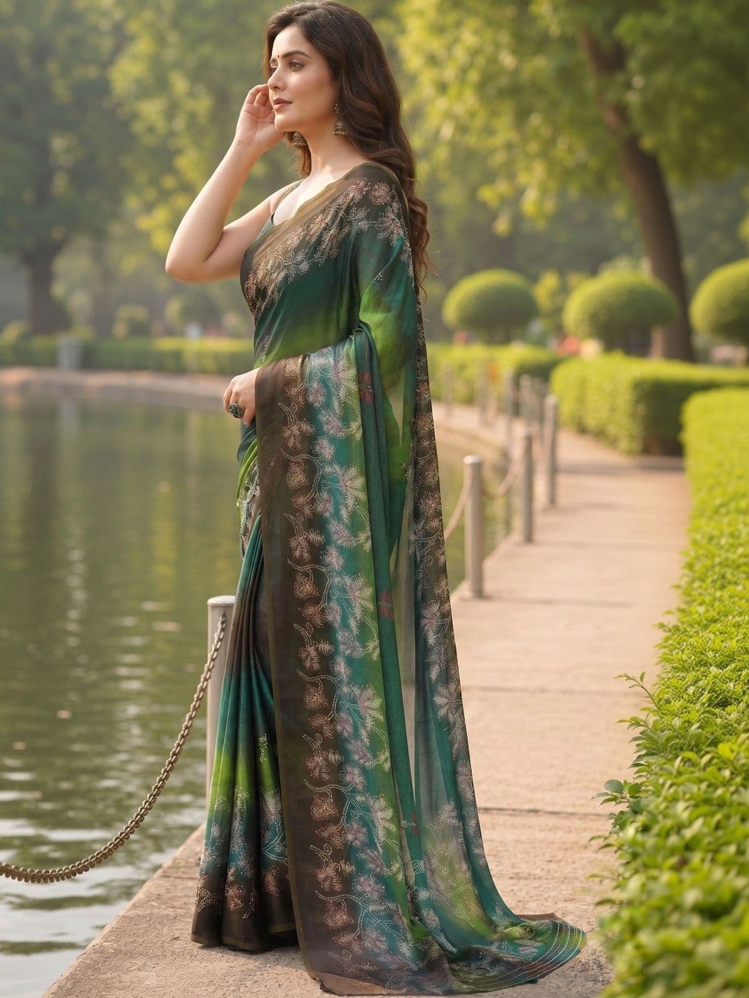 BOLOKA Embroidered Poly Georgette Designer Saree thumbnail 5