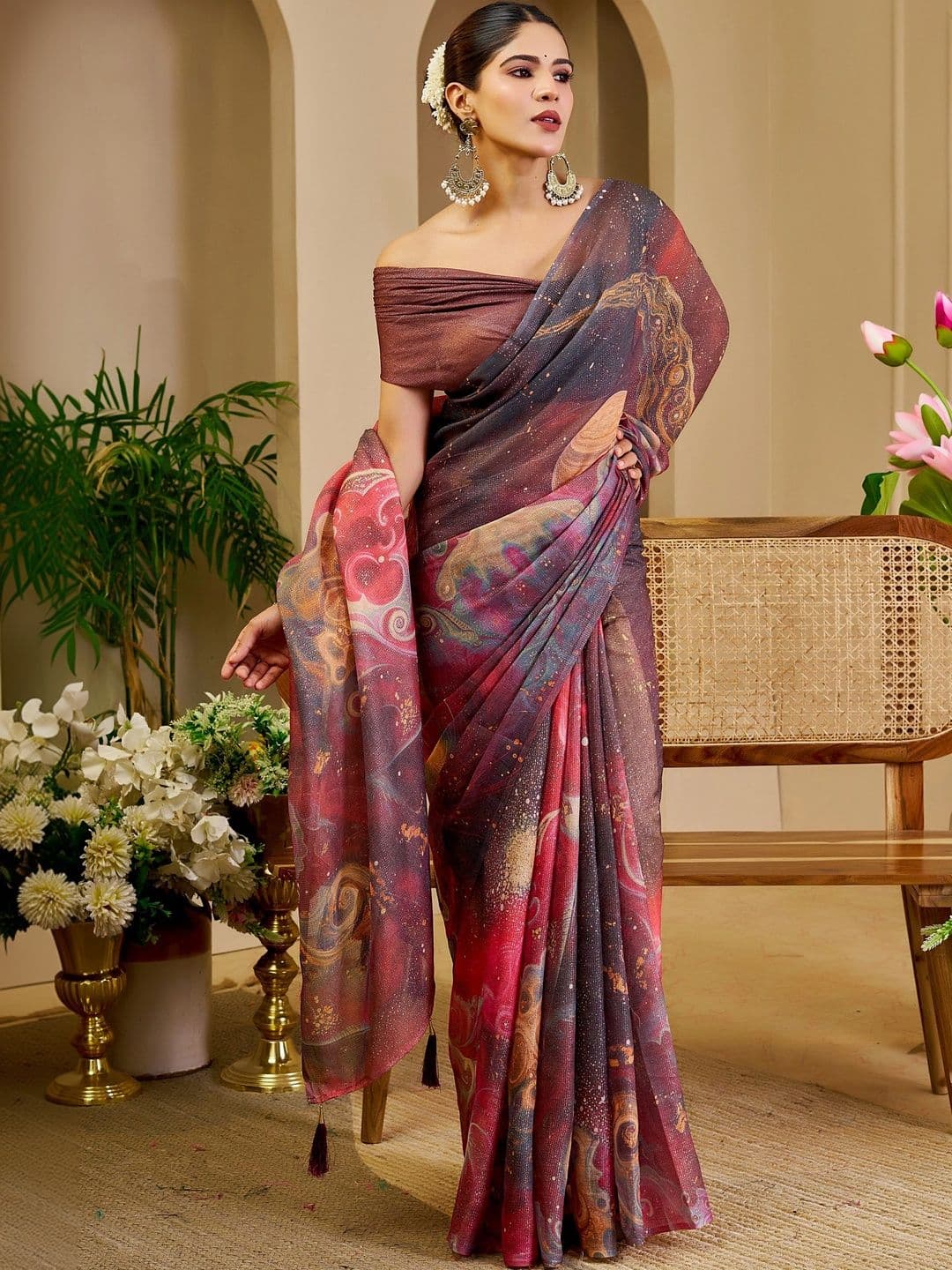 SAIYAMORI Sequinned Pure Cotton Saree thumbnail 6