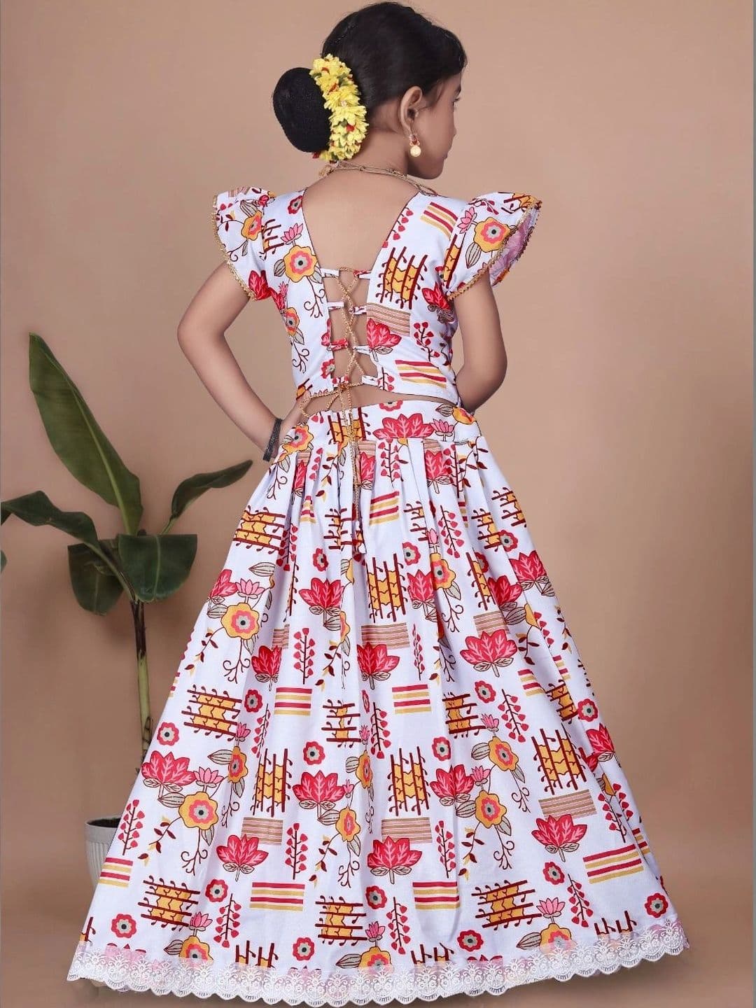 Tiny Twirls Girls Printed Ready to Wear Lehenga & thumbnail 3